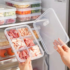 Refrigerator Storage Box 4/6 Grid Food Vegetable Fruit Storage Box Fridge Organizer Drain Basket Meat Onion Ginger Clear Crisper
