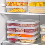 Refrigerator Storage Box 4/6 Grid Food Vegetable Fruit Storage Box Fridge Organizer Drain Basket Meat Onion Ginger Clear Crisper