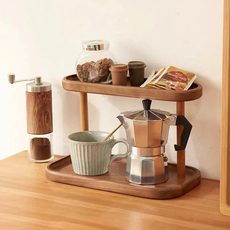 Storage Rack Wooden Storage Shelf 2-Tiers