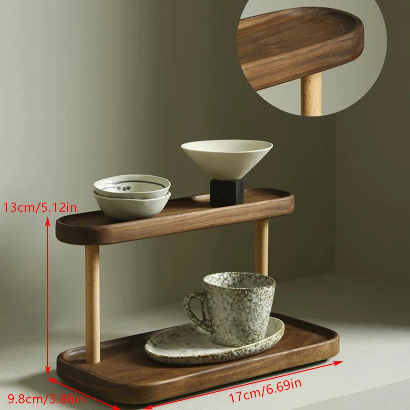 Storage Rack Wooden Storage Shelf 2-Tiers