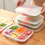 Refrigerator Storage Box 4/6 Grid Food Vegetable Fruit Storage Box Fridge Organizer Drain Basket Meat Onion Ginger Clear Crisper