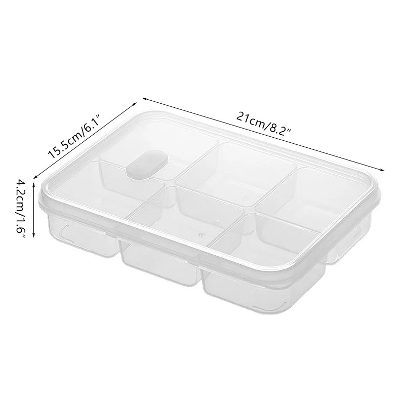 Refrigerator Storage Box 4/6 Grid Food Vegetable Fruit Storage Box Fridge Organizer Drain Basket Meat Onion Ginger Clear Crisper
